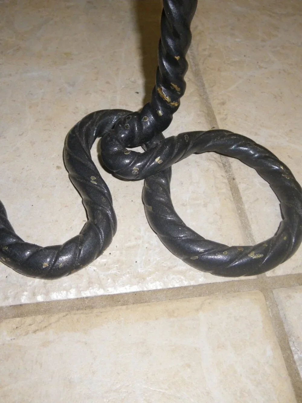 2 Large Tall Metal Candel Holders w/ Rope Motif